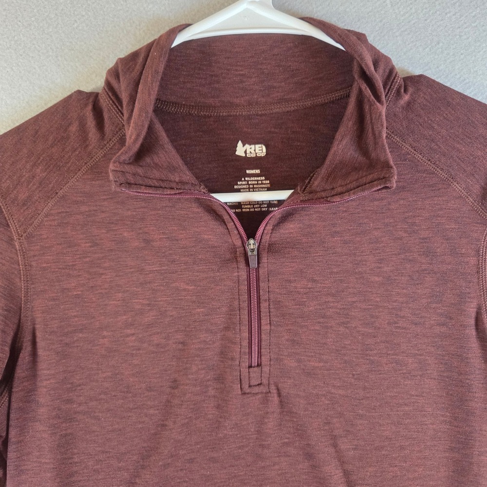 REI Co-op Quarter Zip Pullover Brown Heathered Active Top Base Layer Gorp Small? - Picture 3 of 6